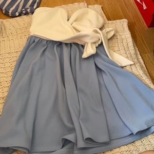 White and blue semi formal dress